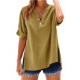 thumbnail image 1 of Baberdicy Oversized Collar Shirts - Women's Loose Fit Solid Color Tops (Breathable Linen, Office to Weekend) Gold L, 1 of 8