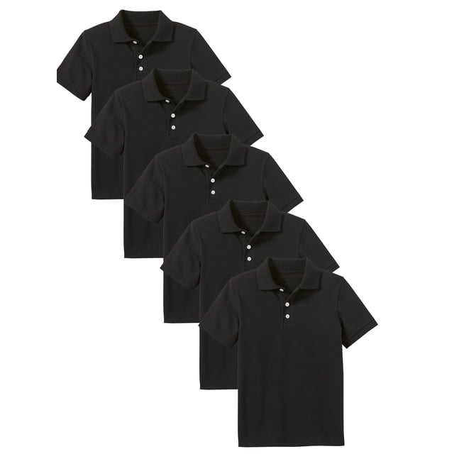 5-Pack School Uniform Tagless Polo Tshirt for Little Boys & Big Boys