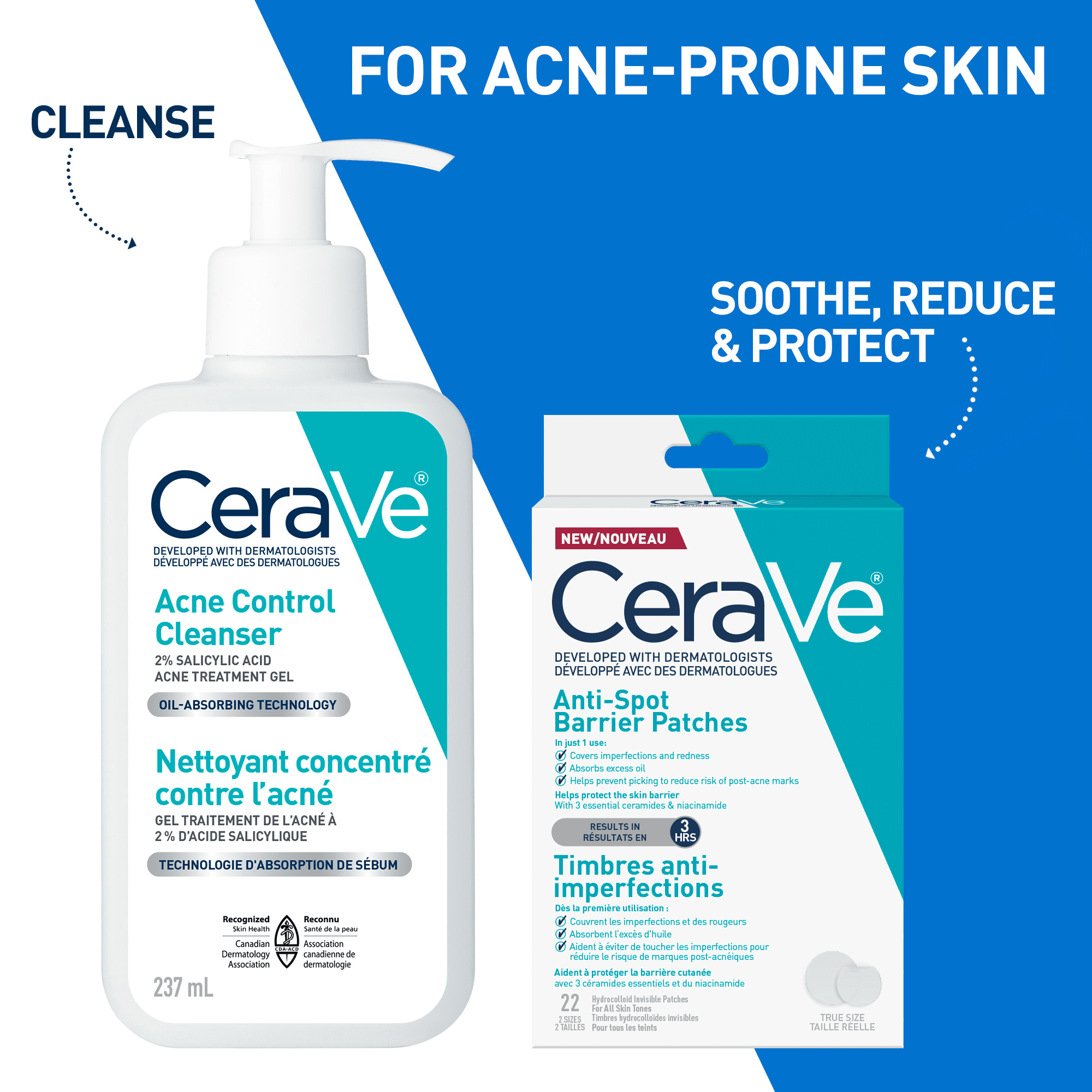 CeraVe Timbres Anti-Spot Barrière, Pansements Hydrocolloïdes Invisibles avec Céramides et Niacinamide