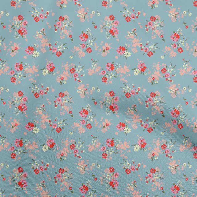 oneOone Rayon Dusty Blue Fabric Floral Sewing Craft Projects Fabric Prints By Yard 56 Inch Wide