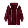 thumbnail image 5 of cllios Womens Winter Fuzzy Fleece Jacket Hooded Color Block Patchwork Cardigan Coats Oversized Fluffy Sherpa Outerwear with Pockets, 5 of 5