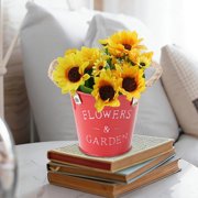 Iron Flower Pots Red Iron Milk Can Flower Pot Vintage Metal Bucket Planter for Indoor Outdoor Plants and Desktop Decor(1Pcs) JASKFLY