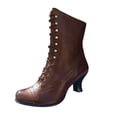 thumbnail image 2 of LSLJS Bottes à Talons Hauts Jusqu'au Genou pour Femmes, Bottes Unies à Lacets pour Femmes, Bottillons à Bout Rond, Bottes à Talon Moyen, Chaussures, Bottes Jusqu'au Genou pour Femmes, 2 of 4