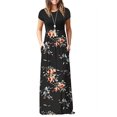 thumbnail image 1 of Robes Longues Maxi Décontractées pour Femmes à Manches Courtes, Amples, Unies, avec Poches, 1 of 2