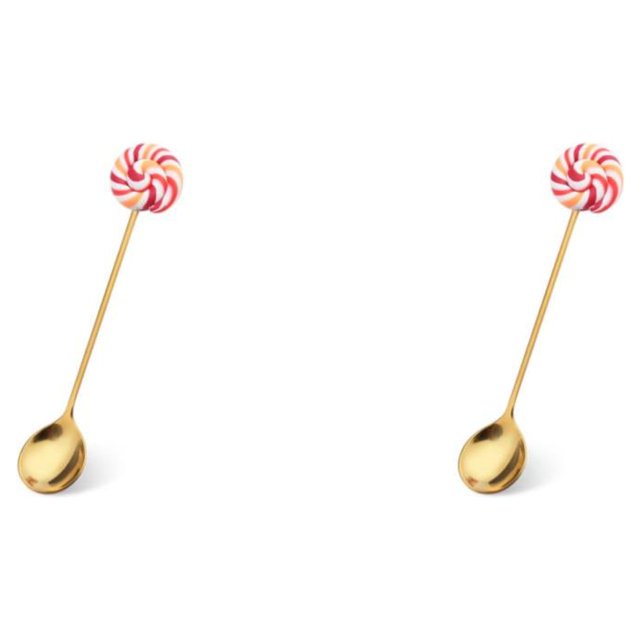 Transemion 1/2/3/5 Cartoon Adorable Restaurant Hotel Tableware Portable Washable Stainless Steel Stirring Mixing Dinnerware Cake Flatware Candy Spoon Brown 2PCS