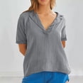 thumbnail image 1 of Styesk Hauts pour Femmes Nouveau T-shirt à Manches Courtes en Coton et Lin Couleur Unie Col Régulier, 1 of 5