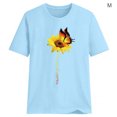 thumbnail image 2 of Blouse Été Manches Courtes T-shirt Femmes Tournesol Imprimé Col Rond Top, Bleu Clair, M, 2 of 5