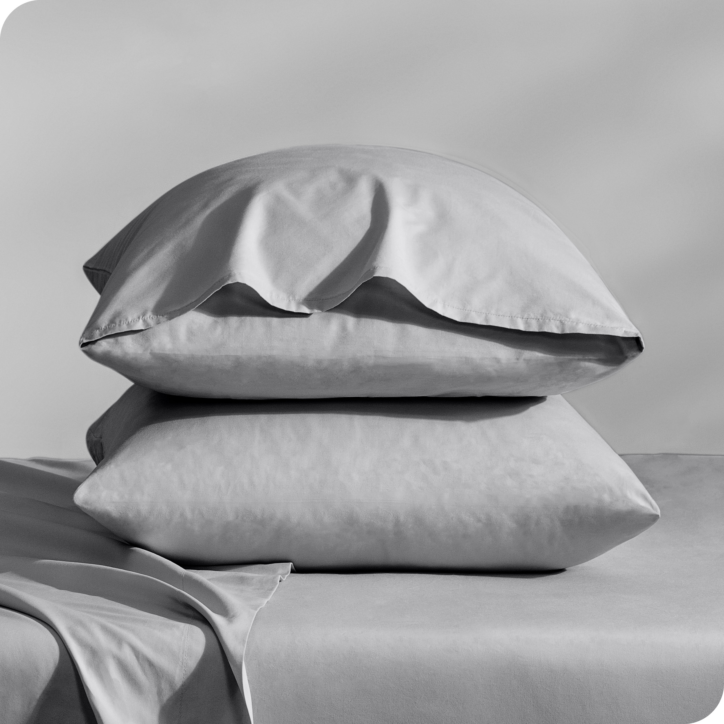 Bare Home Percale Weave Pillowcase Set - 300 Thread Count - 100% Organic Cotton - King, Light Gray