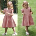 thumbnail image 2 of LUOGENLI Robe Enfants Filles Tout-Petits Coton Lin Uni à Volants Dos Nu Boeknot Sans Manches Princesse Robes Robe pour Filles Tendance Été Mini 2-3 Ans, 2 of 8
