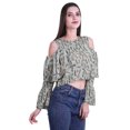 thumbnail image 3 of Moomaya Printed Casual Long Sleeve Tops Women Cold Shoulder Ruffle Sleeves Top, 3 of 4
