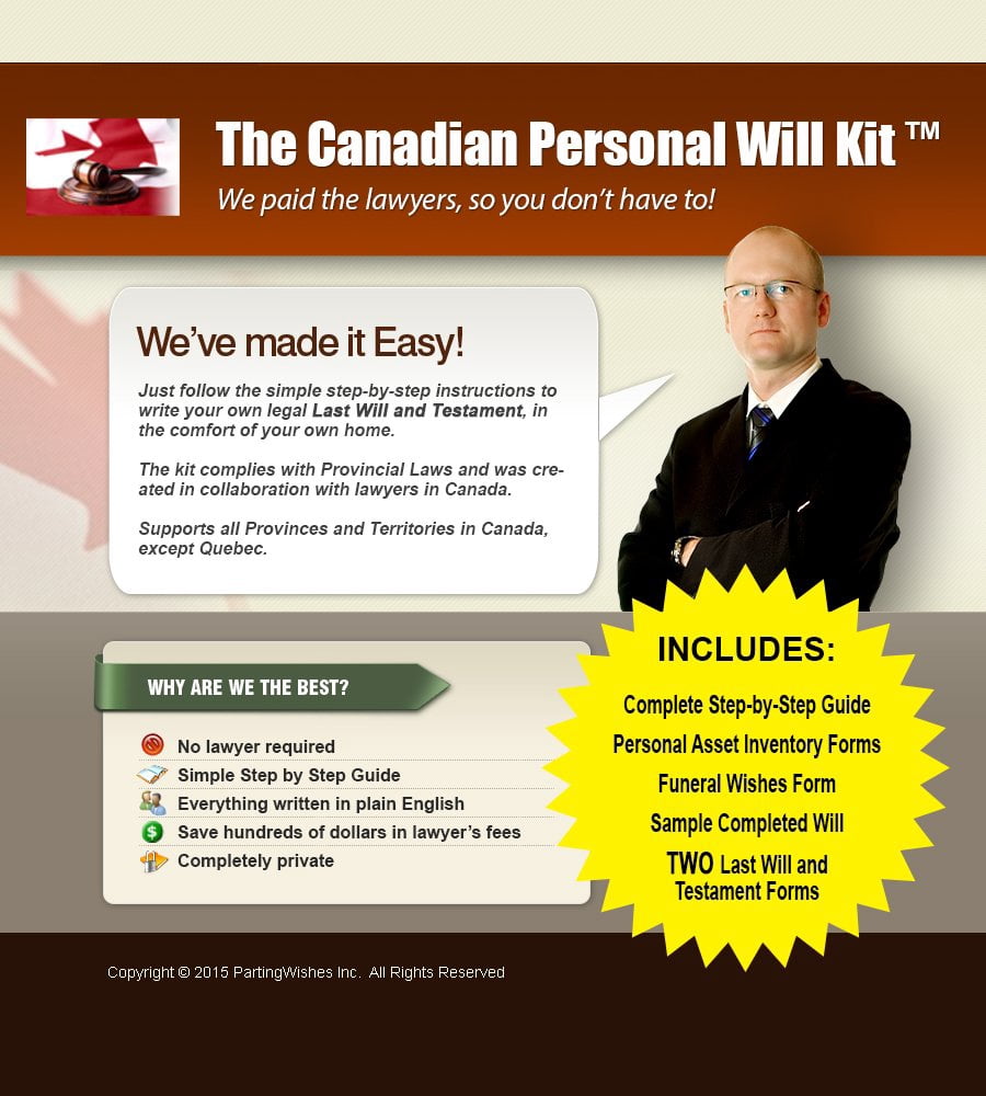 La Trousse de Testament Personnel Canadien (Version 2026) - Formulaires Simples et Faciles à Faire Soi-Même pour les Testaments Légaux