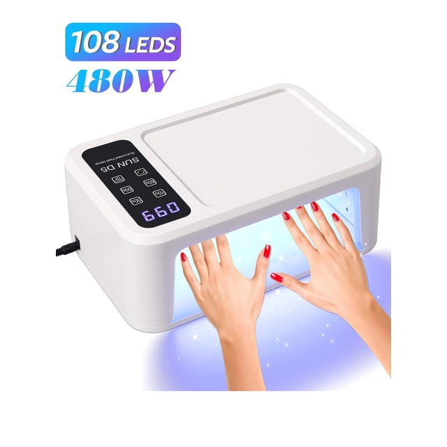 480W UV LED Lamp For Nails 108 LEDs Nail Dryer With Red Light Mode Large Space Manicure Lamp 4 Timer ,High Power