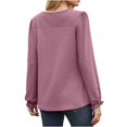thumbnail image 4 of EQWLJWE Blouses à Manches Longues pour Femmes Col Rond Manches Longues Creusées Patchwork T-shirt Ample Vêtements d'Automne pour Femmes, 4 of 5