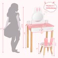 thumbnail image 4 of Costway Kids Vanity Set Rabbit Makeup Dressing Table Chair Set W/ Mirror Drawer Pink, 4 of 10