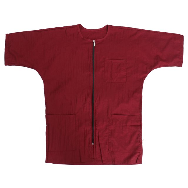 Uniforme de Coiffeur Manches Courtes Smocks de Toilettage Cape de Coupe de Cheveux Fournitures de Coiffeur (Rouge)