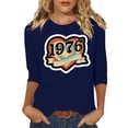 thumbnail image 2 of Uootdi Hauts pour Femmes Manches 3/4 Col Ras du Cou 1976 Imprimé Arc-en-Ciel Rétro Coupe Décontractée T-Shirts Nostalgiques pour Escapade d'Été Cadeau, 2 of 4