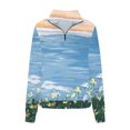 thumbnail image 5 of 50 % de Rabais Liquidation Chandail en Molleton Surdimensionné pour Femmes Mode Automne Hiver 2023 Imprimé Floral Décontracté Sport Col Rond Survêtements Manches Longues Col Rabattu Fermeture Éclair Chandails à Capuchon, 5 of 5