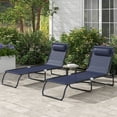 thumbnail image 2 of Outsunny 2 PCs Folding Lounge Chair, Chaise Lounge with Headrest Dark Blue, 2 of 10