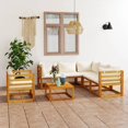 thumbnail image 1 of vidaXL 7 Piece Garden Lounge Set with Cushion Cream Solid Acacia Wood, 1 of 4