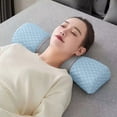 thumbnail image 2 of Neck Pillow Blue, Ergonomic Cervical Support Pillow with Memory Foam, Contoured Design for Side and Back Sleepers, Removable Breathable Cover for Pain Relief, 19.6x4.7x3.9 Inches, 2 of 7