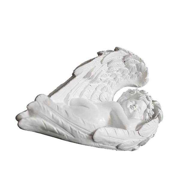 Maytalsory Resin White Angel Statue Elegant Desktop Decor Collection Window Props for Christmas lie down right think 1Set