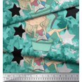 thumbnail image 3 of Soimoi Poly Georgette Fabric Star,Cloud & Sleepy Girl Printed Craft Fabric by The Yard 52 Inch Wide, 3 of 3