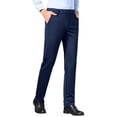 thumbnail image 1 of Pisexur Pantalon Habillé pour Homme Décontracté à Haute Élasticité Pantalon de Complet Résistant aux Plis Taille Haute Sans Repassage Pantalon Habillé Formel pour Homme Bleu,34, 1 of 4