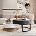 thumbnail image 4 of Noble House Round Lift-top Nesting Coffee Tables with 2 Drawers, White and Black, 4 of 9