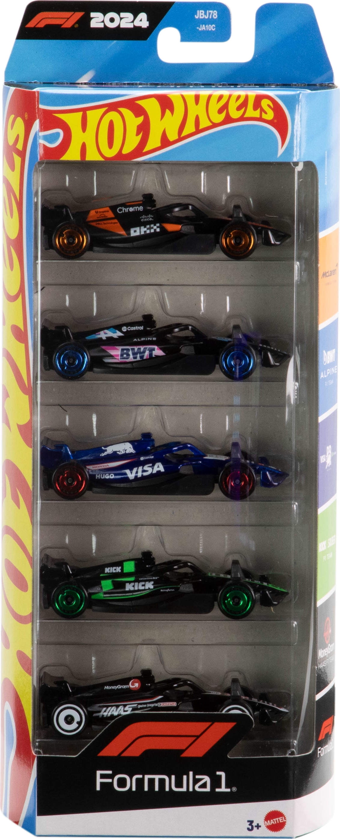 Hot Wheels Bundle -Formula 1 Sprint Race Circuit Track Set with 3 Die-Cast Toy Cars & Set of 5 Formula 1-Themed 1:64 Scale Die-Cast Toy Cars