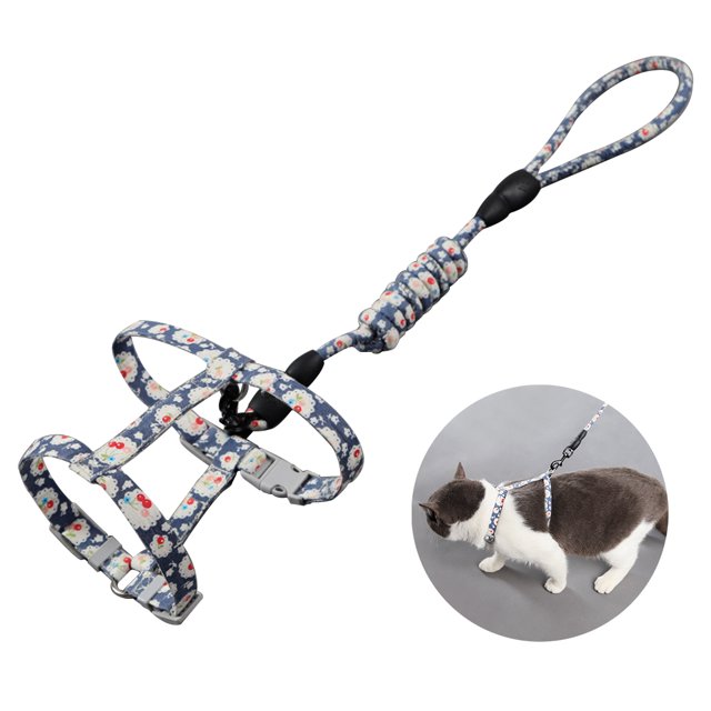 Laisse pour Chat Mode Ajustable Harnais pour Chat Anti-Évasion avec Laisse Fournitures pour Animaux