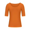 thumbnail image 4 of AherBiu T-Shirts pour Femmes Couleur Unie Manches 1/2 Col Rond Été Ajusté Extensible Confortable Basique, 4 of 6