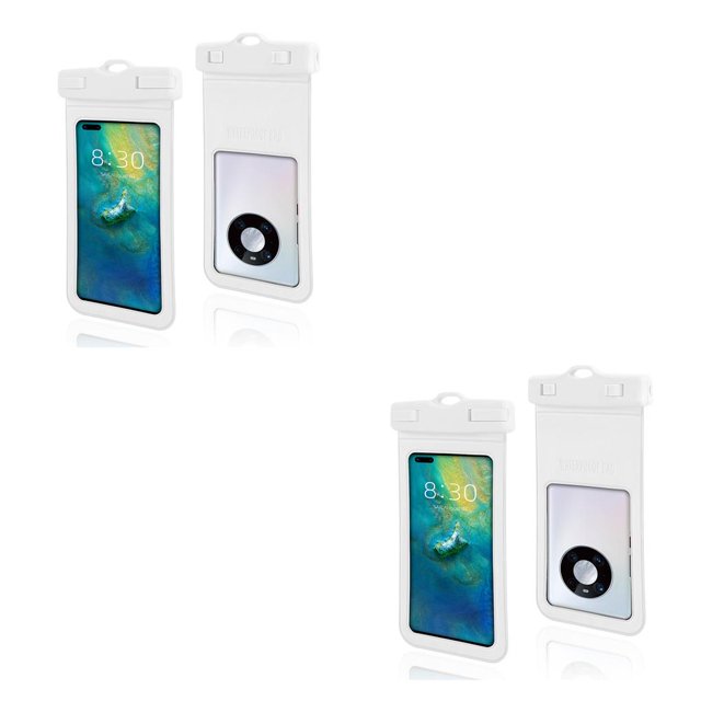 Decodeary Waterproof Phone Pouch Dry Bag with Lanyard Reusable Protective Case White 2Set