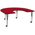 thumbnail image 1 of Mobile 60''W x 66''L Horseshoe Red Thermal Laminate Activity Table - Height Adjustable Short Legs, 1 of 3