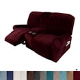 thumbnail image 2 of CHOK 2024 Housse pour Causeuse Inclinable avec Housse pour Console Centrale Housse de Canapé Inclinable 8 Pcs en Velours Extensible 2 Places Bleu Paon, 2 of 11
