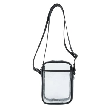 No Boundaries No Boundaries Clear Stadium Crossbody Bag, Adjustable Shoulder Strap, Back Slip Pocket, Large Top Zipper, Lightweight and Washable