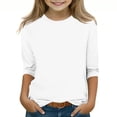 thumbnail image 2 of Plebaso Garçons Filles T-Shirts à Manches 3/4 Col Rond Blouse T-Shirt Basique Hauts Décontractés Unis T-Shirts Légers, 2 of 5