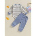 thumbnail image 3 of SUNSIOM Baby Boys 2PCS Pants Sets Long Sleeve Striped Romper and Solid Color Pants Sets, 3 of 6