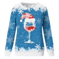 thumbnail image 4 of TIMIFIS Chandail en Molleton Oversize de Noël pour Femmes Décontracté Mignon Verre de Vin Rouge Flocon de Neige Imprimé Col Rond Chandail Cadeaux pour Noël, 4 of 4
