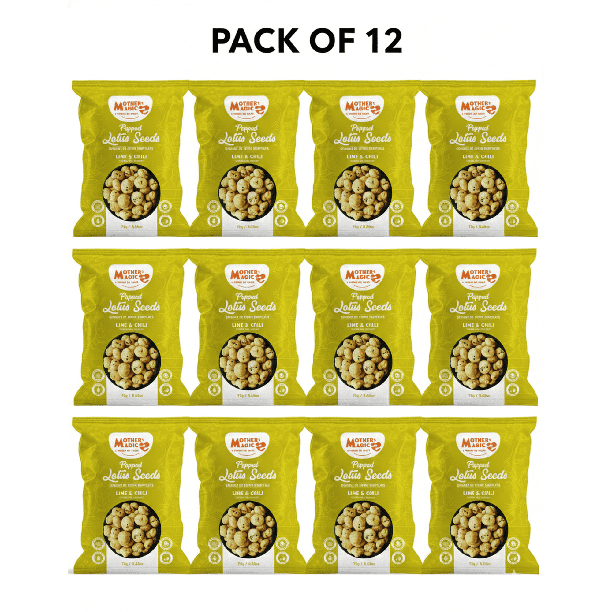 Mother's Magic Popped Lotus Seeds Indian Snack, 75g (Pack of 12
