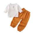 thumbnail image 1 of Birdeem Chemises pour Filles Mode Filles et Garçons Hauts Décontractés à Manches Longues Col Rond Col Bouton Ensembles de Pantalons Longs Unis, 1 of 9