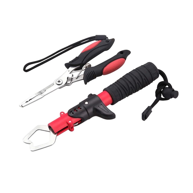 TIELUTT Fishing Tool Kit Stainless Steel Fishing Pliers Fish Lip Hook Remover Split Fly Fishing Gear Set Muti Function Stinky Pants Stringer Deep Diver Trolling Weights Assortment Ocean Pole Punch Sho