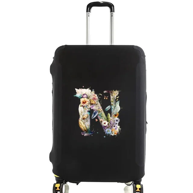 Housses de Valise Housse de Protection Valise de Voyage Anti-Rayures Housse Anti-Poussière Réutilisable Housse Anti-Poussière Lavable Motif Imprimé Floral Lettre 8floral Lettre N m