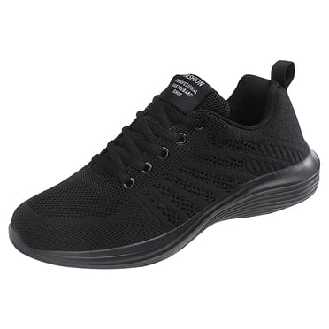 TOWED22 Chaussures de Marche pour Femmes - Chaussures de Tennis et de Course à Lacets en Mousse Mémoire, Espadrilles de Travail Légères pour Intérieur et Extérieur, Gym (Noir, 7,5)