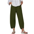 thumbnail image 1 of Timegard Plus Size Pants for Women Elastic Waist Solid Color Comfy Fall Casual Crop Pants with Pockets, 1 of 5