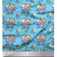 thumbnail image 1 of Soimoi Tissu en Coton Cambric Feuilles, & Imprimés Floraux Roses au Mètre 56 Pouces de Large, 1 of 3
