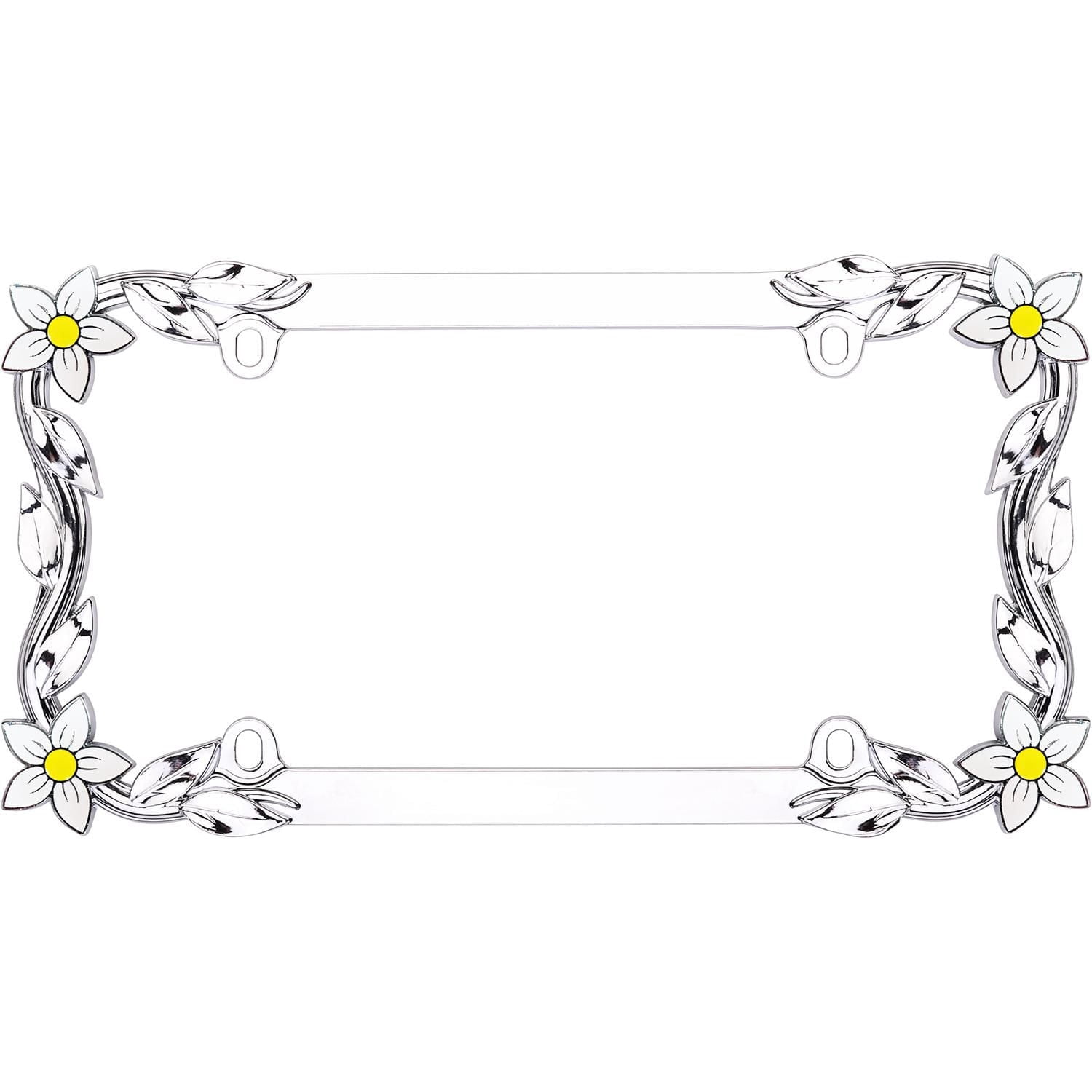Cruiser Accessories Daisy License Plate Frame, Chrome/Painted
