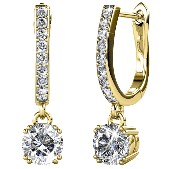 Cate & Chloe McKenzie 18k Yellow Gold Plated Dangle Earrings with Swarovski Crystals for Women