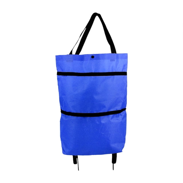 WHEANG Sac à Outils Chariot de Magasinage Sac Portable Multifonction Sac Fourre-Tout Pliable Chariot de Magasinage Sacs d'Épicerie Réutilisables avec Roues Chariot d'Épicerie Roulant Taille Unique Bleu