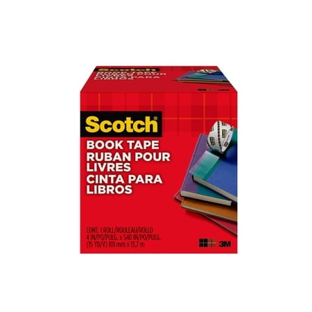 Scotch Book Tape 845, 4" Wide x 45ft Library Tape, Clear