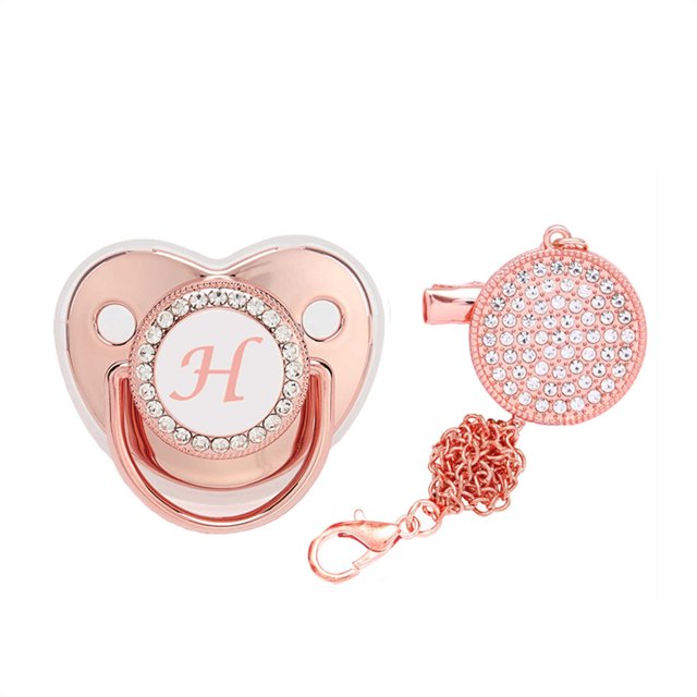 XZNGL Baby Pacifier 26 Letter Name Initial Clip Silicone Infant Nipple Bling Newborn Pacifier
